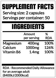 QRP Nutrition MAGNESIUM CALCIUM VITAMIN B6 100capsules