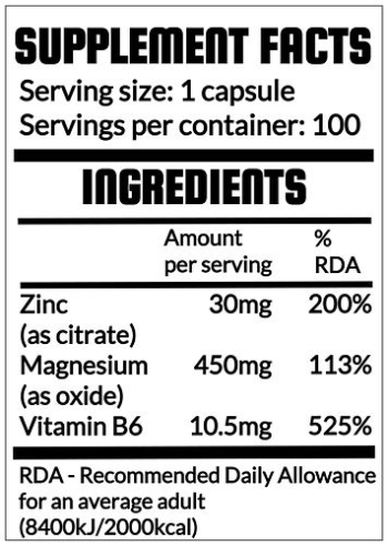 QRP Nutrition ZMA B6 (Strong) 100capsules