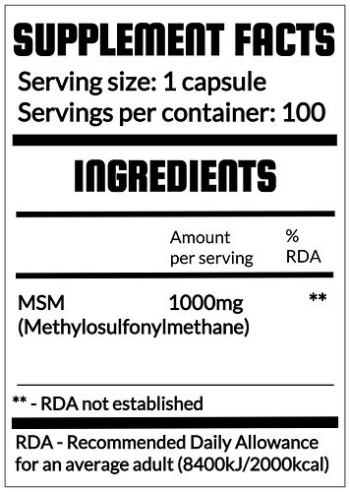 QRP Nutrition MSM 1000mg 100capsules