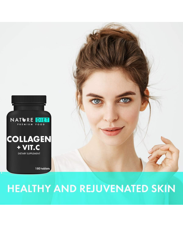Nature Diet - Collagen with Vitamin C, 180 Tablets, 500 mg , Collagen Hydrolysate