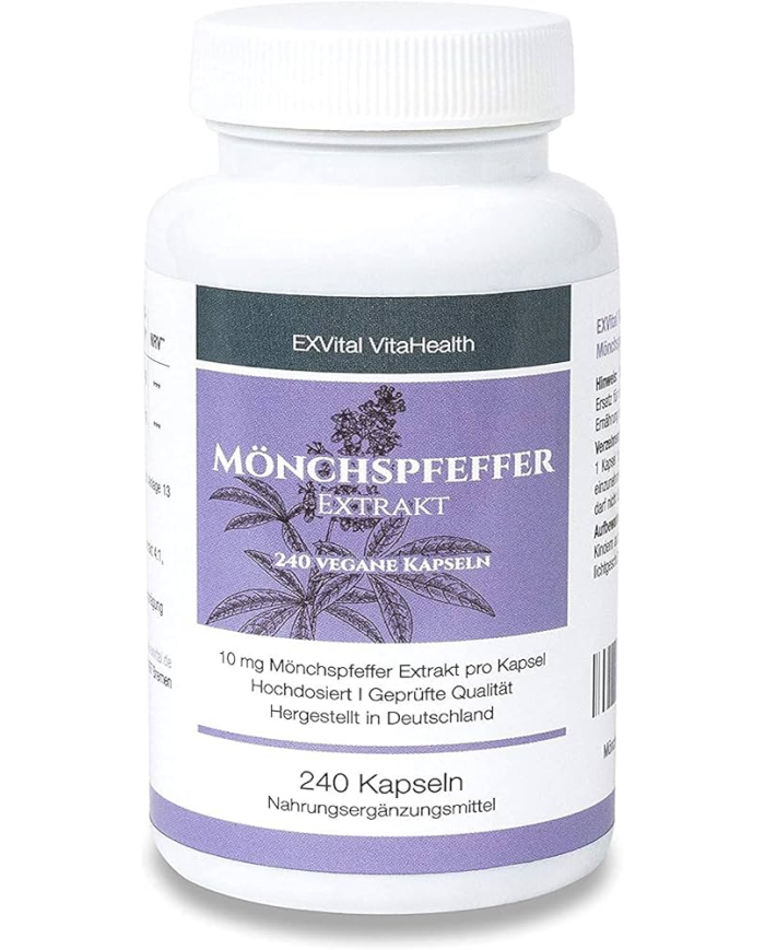 EXVital Monk Pepper Extract 4:1, 240 Capsules - Vitex Agnus Castus - 10mg Extract per Capsule, High Dose