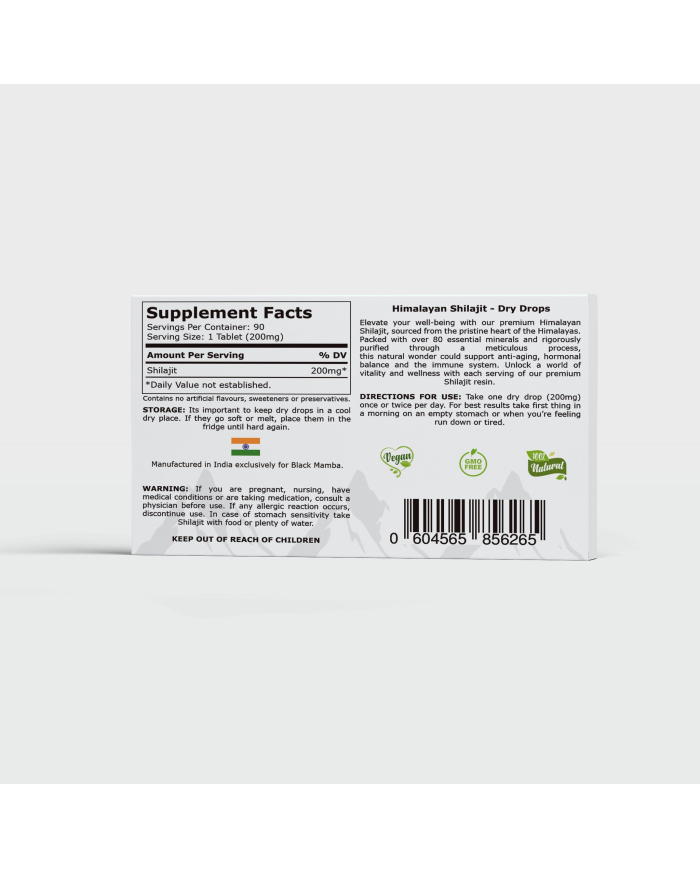 Black Mamba Pure Shilajit Resin Dry Drops - Ancient Vitality Elixir