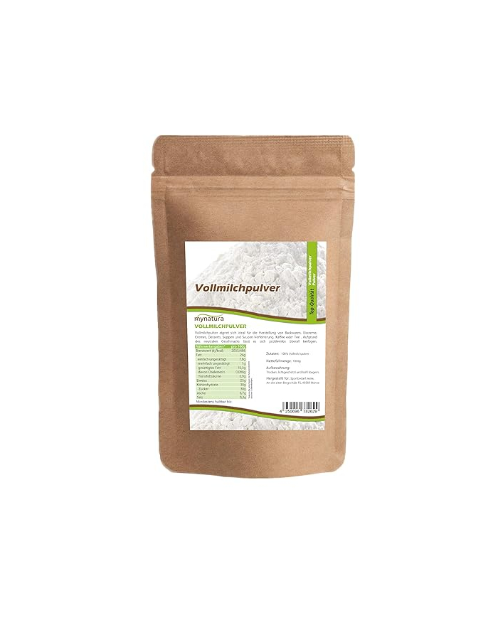 Mynatura Whole Milk Powder I For Baking and Cooking I Finely Ground I Free from Additives and Preservatives I in Resealable Bag