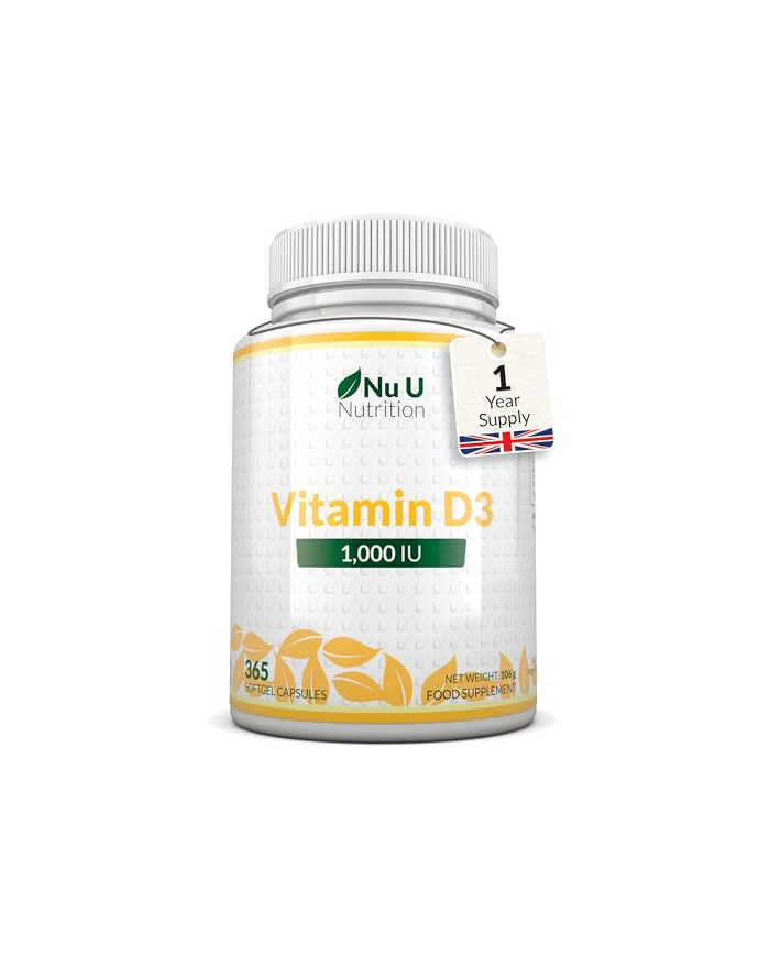 Nu U Nutrition Vitamin D3 1000IU - 365 Softgels - 1 Year Supply