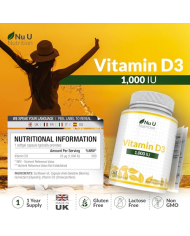 Nu U Nutrition Vitamin D3 1000IU - 365 Softgels - 1 Year Supply