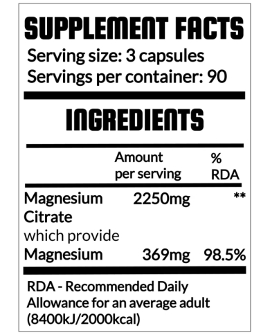 QRP Nutrition MAGNESIUM Citrate 369mg 90capsules