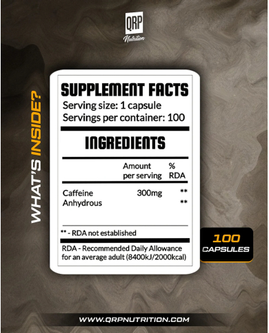 QRP Nutrition Caffeine 300mg (100 Capsules)