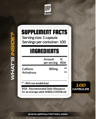 QRP Nutrition Caffeine 300mg (100 Capsules)