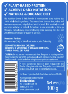 Blu Nutrition 300g 30 servings Essential Greens Superfood